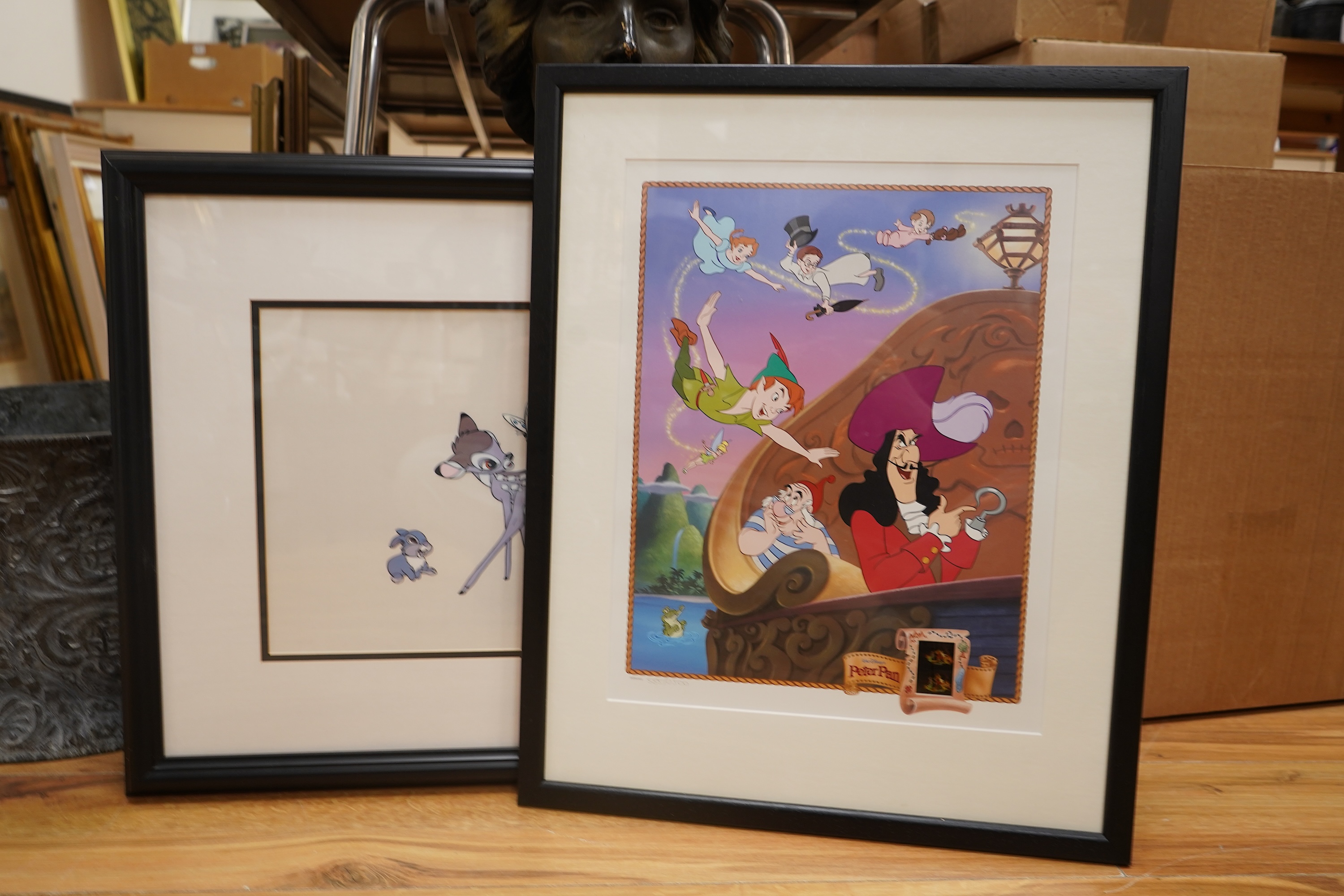 Walt Disney, ‘Bambi’, ‘Lady and The Tramp’ and ‘Peter Pan’, three serigraphs to include one limited edition 585/2500, largest 25 x 33cm